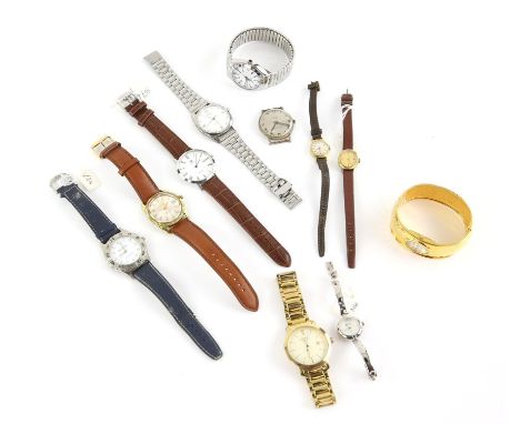 A group of assorted ladies and gentleman's wristwatches, including  a Gentleman's stainless steel Puerta automatic  wristwatc