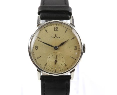Omega  A gentleman's 1940's ref 2214/8 wristwatch in steel case, the signed dial with Arabic numeral hour markers and, minute