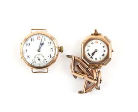 D.F & Co circular cased wristwatch, the unsigned white enamel dial with Arabic numeral hour markers and subsidiary seconds di