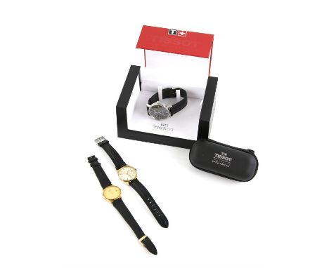 Tissot Reference T109407, Gentleman's Everytime Swissmatic wristwatch, the signed black dial with silvered baton hour markers