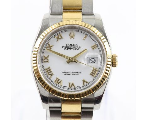 Rolex Reference 116233, a Gentleman's Oyster Perpetual Datejust gold and steel wristwatch, the white enamel signed dial with 