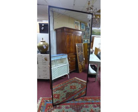 A large early to mid 20th century ebonized mirror, 201 x 90cm 