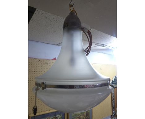 A vintage glass 'Luzette' ceiling light by Peter Behrens, H.44cm 