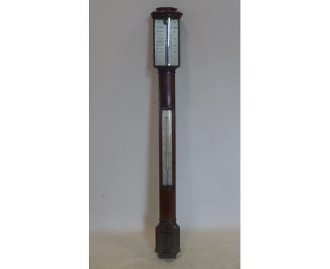 A 19th century mahogany stick barometer, the dial signed J Blatt, Brighton, H.99cm 