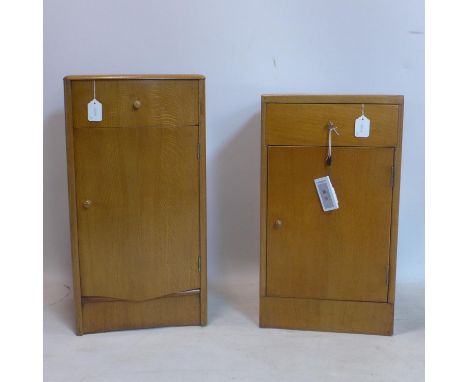 A near pair of 20th century light oak side cabinets 