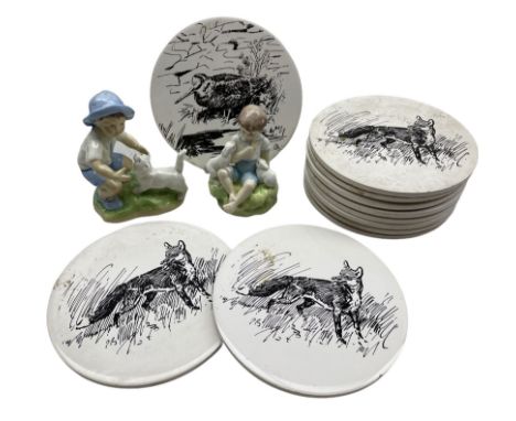 Royal Worcester figure 'The Dandelion' modelled by F G Doughty, another Doughty figure 'September' and a set of 11 place mats
