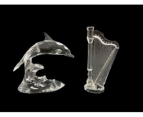 Two Swarovski Crystal models to include a Harp and Dolphin, both with original boxes (2)