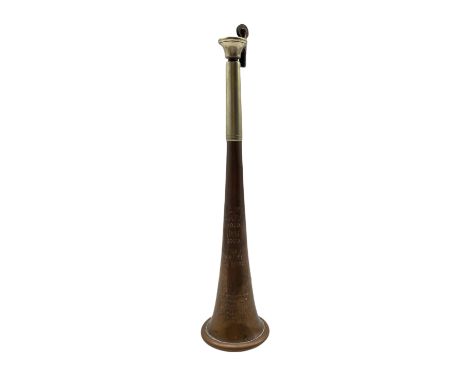 Novelty lighter in the form of a copper and plated hunting horn by Swaine &amp; Adeney, London inscribed and dated 1929/30 L2