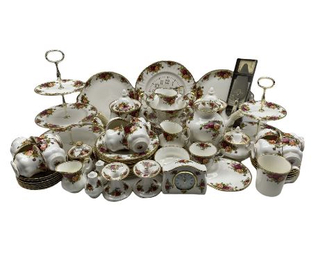 Royal Albert 'Old Country Roses' tea service comprising twelve teacups &amp; saucers, two teapots, two milk jugs, cream jug, 