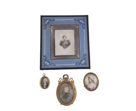 FRENCH SCHOOL 19TH CENTURY PORTRAIT OF A LADYMiniature oval, 7 x 3.2cmSigned with initials RC; Together with another English 