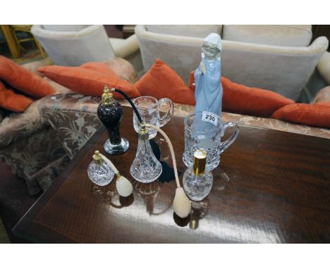 Lladro Nao figure, 3 atomisers and 3 further pieces of glass