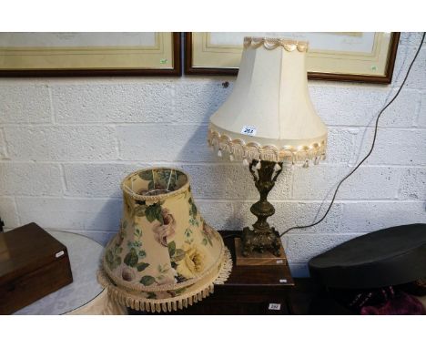 Ormolu table lamp with spare shade