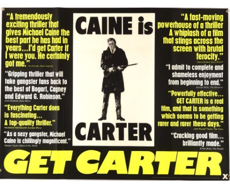 Get Carter (1971), British Quad Film Poster for the Michael Caine gangster movie, review style, was folded now rolled, 30 x 4