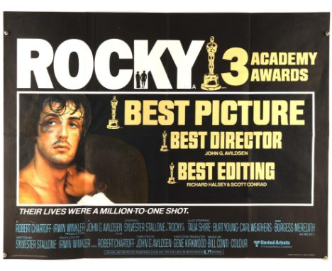 Rocky (1976), British Quad Film Poster, 1977 Oscar Awards Style, folded, 30 x 40 inches Condition Report:  Very good conditio