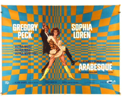 Arabesque (1966), British Quad Film Poster, starring Gregory Peck and Sophia Loren, artwork by Robert McGinnis, folded, 30 x 