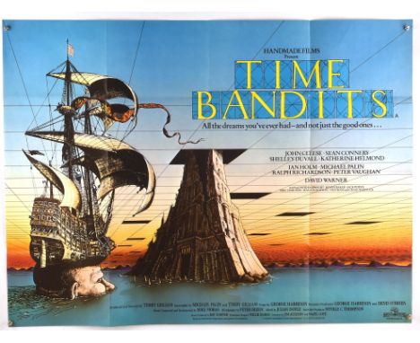 Time Bandits (1981), British Quad Film Poster for the fantasy adventure, artwork by Terry Gilliam, folded, 30 x 40 inches Con
