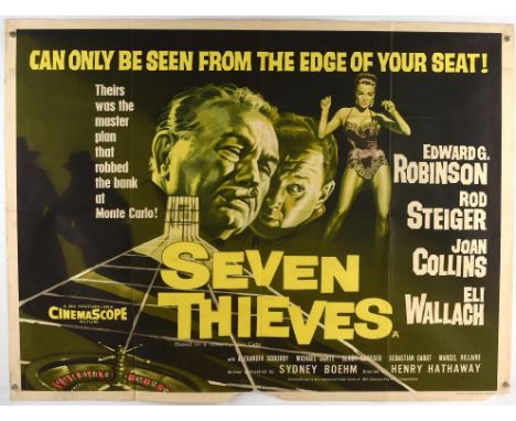 Seven Thieves (1960), British Quad Film Poster for the crime-drama starring Edward G. Robinson, Rod Steiger, Joan Collins and