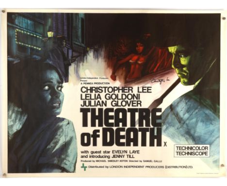 Theatre of Death (1967), Signed British Quad Film Poster, signed by Christopher Lee in black pen, artwork by Renato Fratini, 