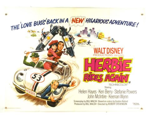 Herbie Rides Again (1974), British Quad Film Poster, Walt Disney Production, folded, 30 x 40 inches Condition Report:  Excell