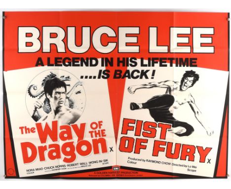 The Way of the Dragon / Fist of Fury (1974/72), British Quad Double Bill Film Poster, folded, 30 x 40 inches Condition Report
