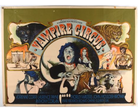Vampire Circus (1972) British Quad Film Poster for this Hammer horror, with the notorious artwork by Vic Fair, folded, 30 x 4