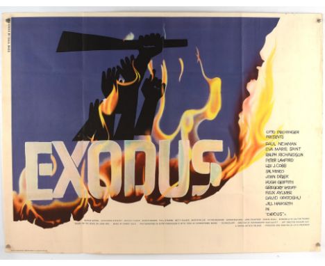 Exodus (1961), British Quad Film Poster, artwork by Saul Bass, folded, 30 x 40 inches Condition Report:  Very good condition,
