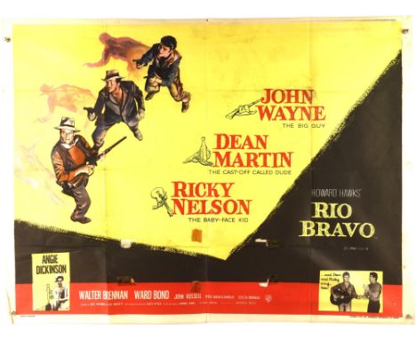 Rio Bravo (1959), British Quad Film Poster for the Western starring John Wayne, Dean Martin and Ricky Nelson, folded, 30 x 40