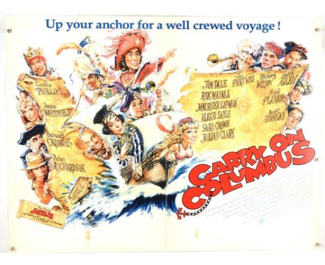 Carry on Columbus (1992), British Quad Film Poster, this being the rare double-sided version, artwork by Brian Bysouth, folde