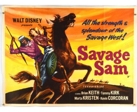 Savage Sam (1963), British Quad Film Poster, Walt Disney Production, folded, 30 x 40 inches Condition Report:  Very good cond