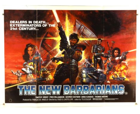 The New Barbarians (1983), British Quad Film Poster, artwork by Brian Bysouth, folded, 30 x 40 inches Condition Report:  Very