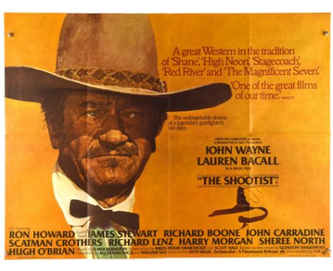 The Shootist (1976), British Quad Film Poster, starring John Wayne in his last role before his death, artwork by Roger Colema