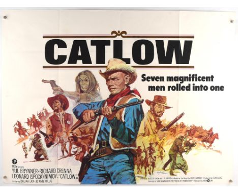 Collection of 6 British Quad Film Posters from the 1970s for the comedy western Catlow (1971), starring Yul Brynner and Leona