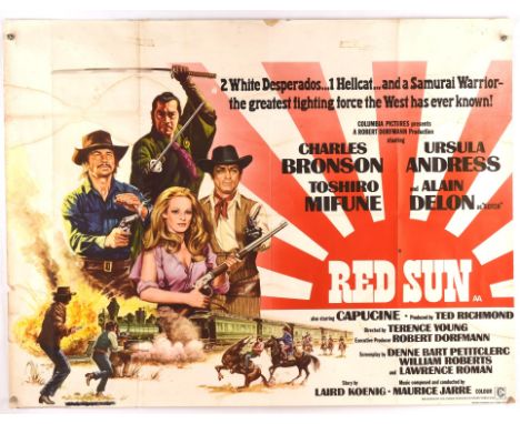 Red Sun (1971), British Quad Film Poster for the Terence Young film, starring Charles Bronson and Ursula Andress, folded, 30 