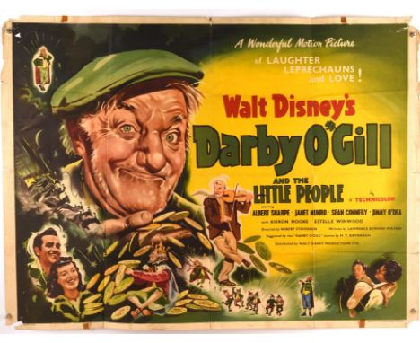 Darby OGill and The Little People (1959), British Quad Film Poster, 1960 1st release, Walt Disney Productions, folded, 30 x 4