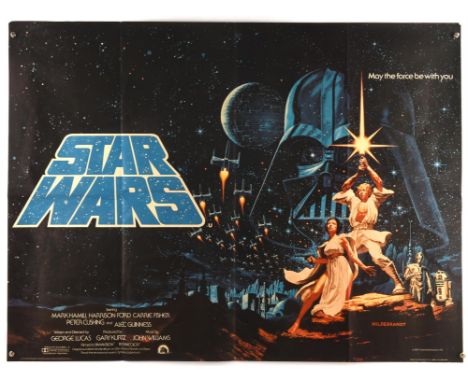 Star Wars (1977), British Quad Film Poster, this being the rarer pre awards quad with artwork by the Hildebrandt brothers, fo