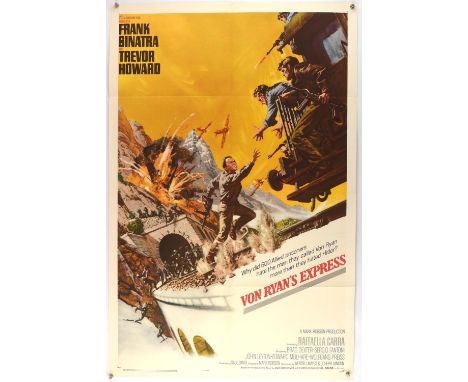 Von Ryans Express (1965), US One Sheet Movie Poster for the WW2 action film starring Frank Sinatra, yellow style, artwork by 