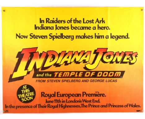 Indiana Jones and the Temple of Doom (1984), British Quad Film Poster, Premier Style, folded, 30 x 40 inches Condition Report