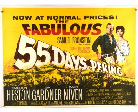 55 Days at Peking (1963), British Quad Film Poster, starring Charlton Heston and Ava Gardner, folded, 30 x 40 inches Conditio