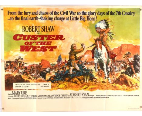 Custer of the West (1967), British Quad Film Poster for the Western starring Robert Shaw, folded, 30 x 40 inches Condition Re
