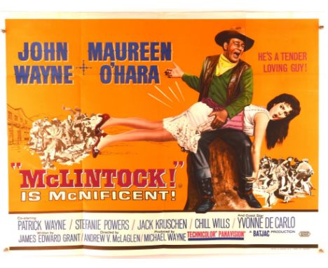 McLintock (1963), British Quad Film Poster for the Western starring John Wayne, folded, 30 x 40 inches 