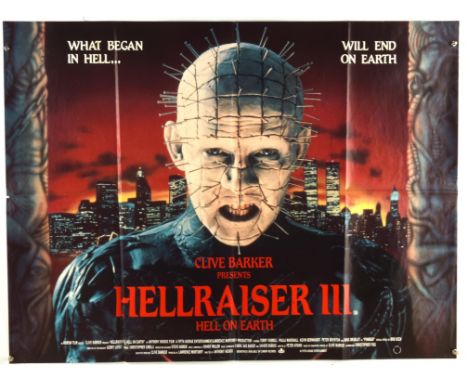 Hellraiser III (1992), British Quad Film Poster, folded, 30 x 40 inches Condition Report:  Very good condition, single edge n