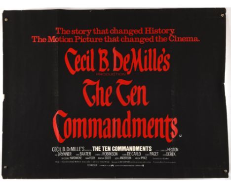 The Ten Commandments (1956 RR), British Quad Film Poster for the biblical epic starring Charlton Heston, Yul Brynner and Vinc