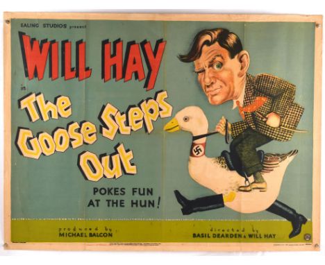The Goose Steps Out (1942), British Quad Linen Backed Film Poster, for the wartime Ealing comedy produced by Michael Balcon a