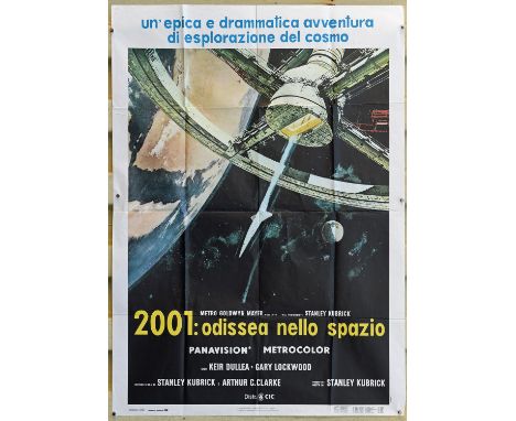 2001 A Space Odyssey (1968 RR), Italian One Panel Film Poster for the Stanley Kubrick sci-fi classic, this being a later 1970