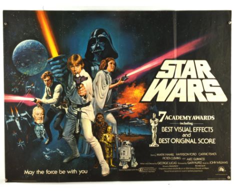 Star Wars: A New Hope (1977), British Quad Film Poster, Oscar Variant, artwork by Tom Chantrell, folded, 30 x 40 inches Condi