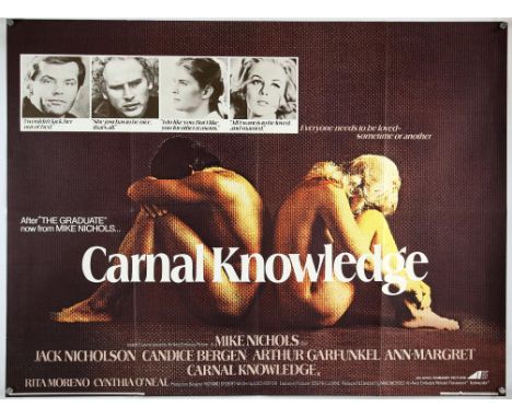 Carnal Knowledge (1971), British Quad Film Poster, folded, 30 x 40 inches Condition Report:  Very good condition, text on rev