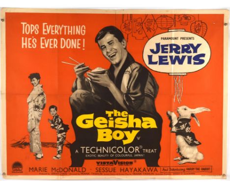 The Geisha Boy (1958), British Quad Film Poster, starring Jerry Lewis, folded, 30 x 40 inches Condition Report:  Good conditi