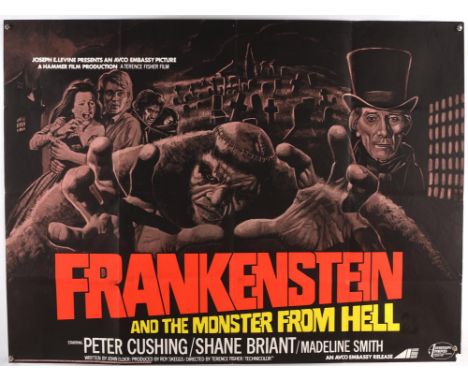Frankenstein and the Monster From Hell (1974) British Quad Film Poster, this being the stand-alone version of the poster star