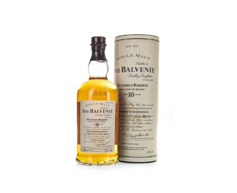 BALVENIE FOUNDER'S RESERVE AGED 10 YEARS - ONE LITRE Single Malt Scotch Whisky One litre, 43% volume, in tube.
