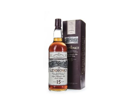 GLENDRONACH AGED 15 YEARS - ONE LITRE Single Malt Scotch Whisky Matured in sherry casks. One litre, 40% volume, in carton.
